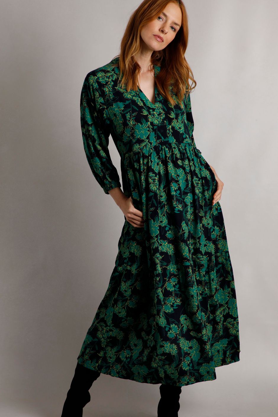 FIORELLA RUBINO: Vestito Lungo Floreale Rosso. 47 Stagione Primavera