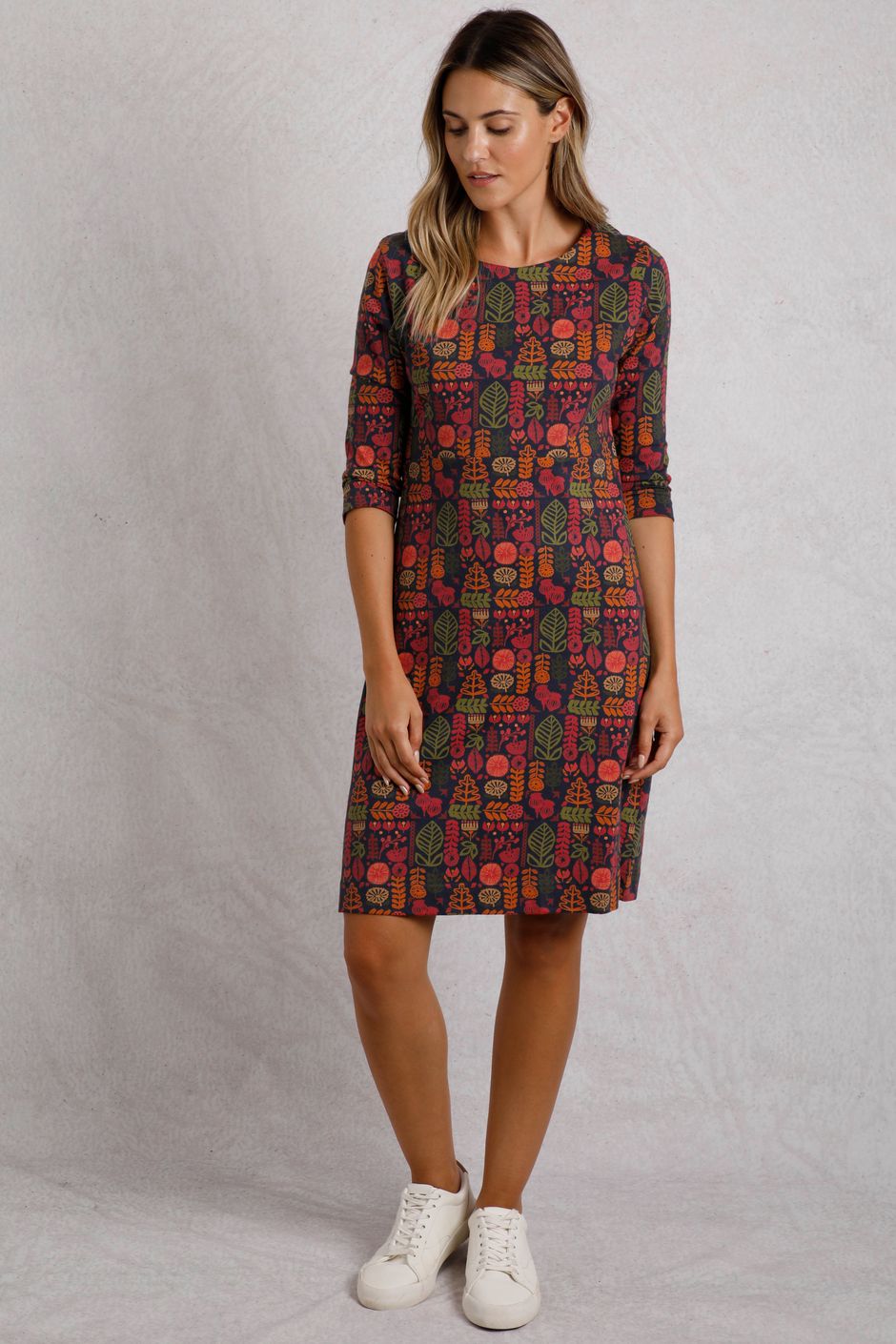 Shafika Printed Jersey Dress Navy