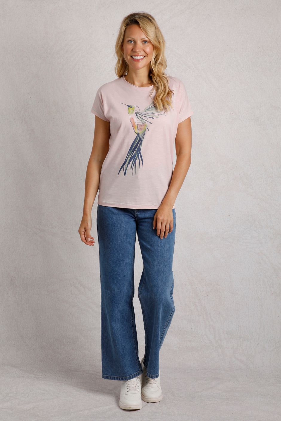 Hummingbird Organic Cotton Front Print T-Shirt Pink