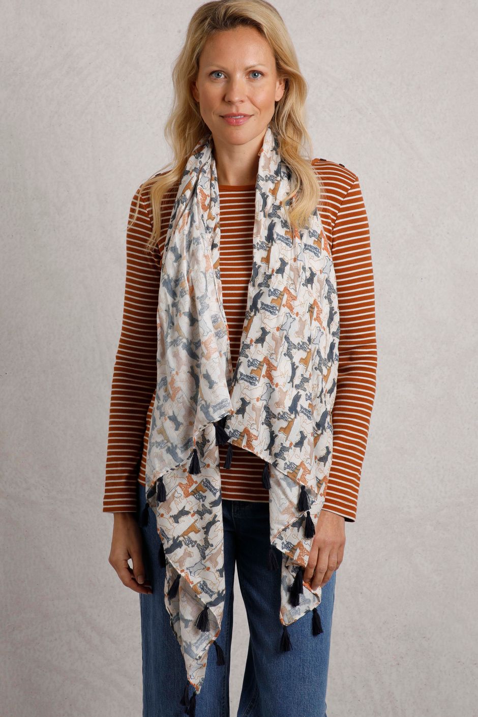 Marelia Dog Print Eco Scarf Light Cream