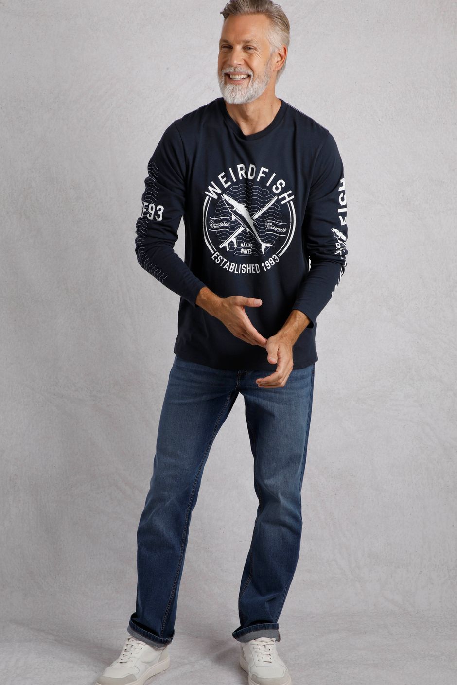 Making Waves Organic Cotton Branded Long Sleeve T-Shirt Navy