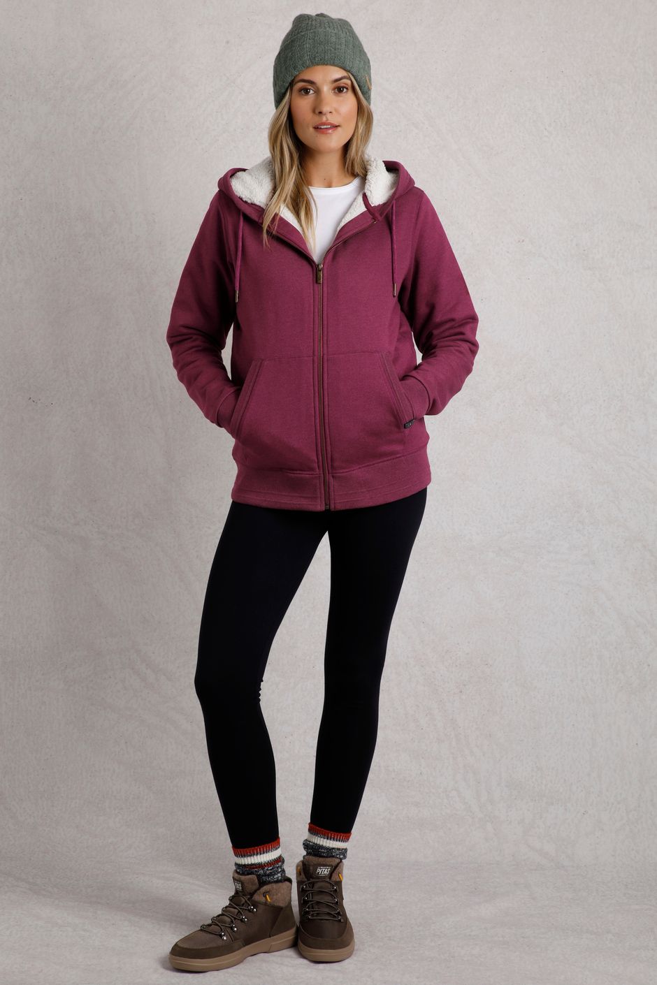 Sevanna Eco Borg Lined Jersey Hoodie Boysenberry