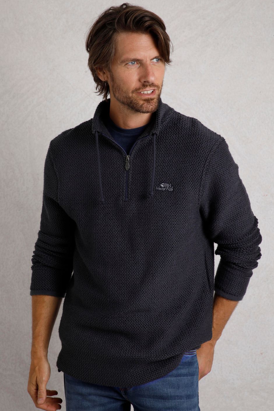 Cruiser 1/4 Zip Eco Macaroni Sweatshirt Navy