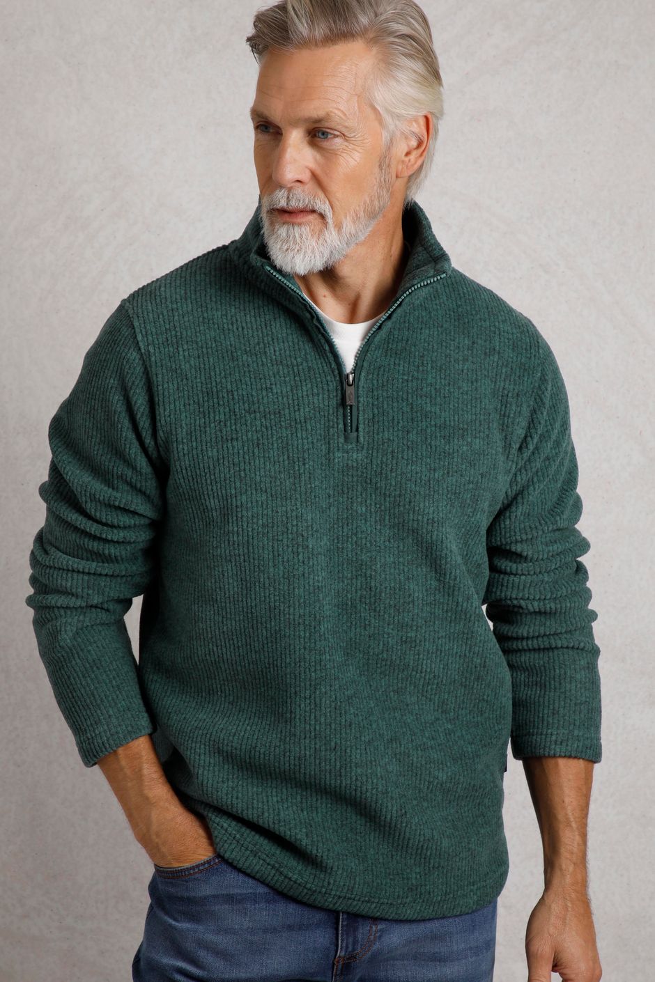 Newport 1/4 Zip Rib Fleece  Ivy