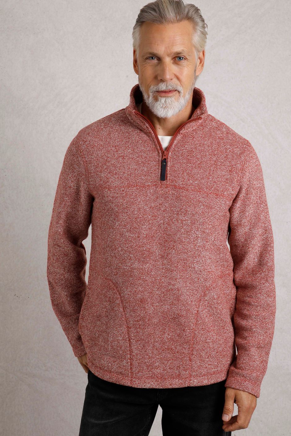 Laramie Eco 1/4 Zip Snow Marl Fleece Nut