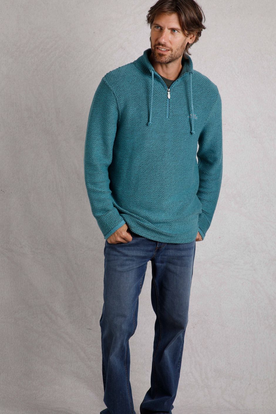 Cruiser 1/4 Zip Eco Macaroni Sweatshirt Deep Teal