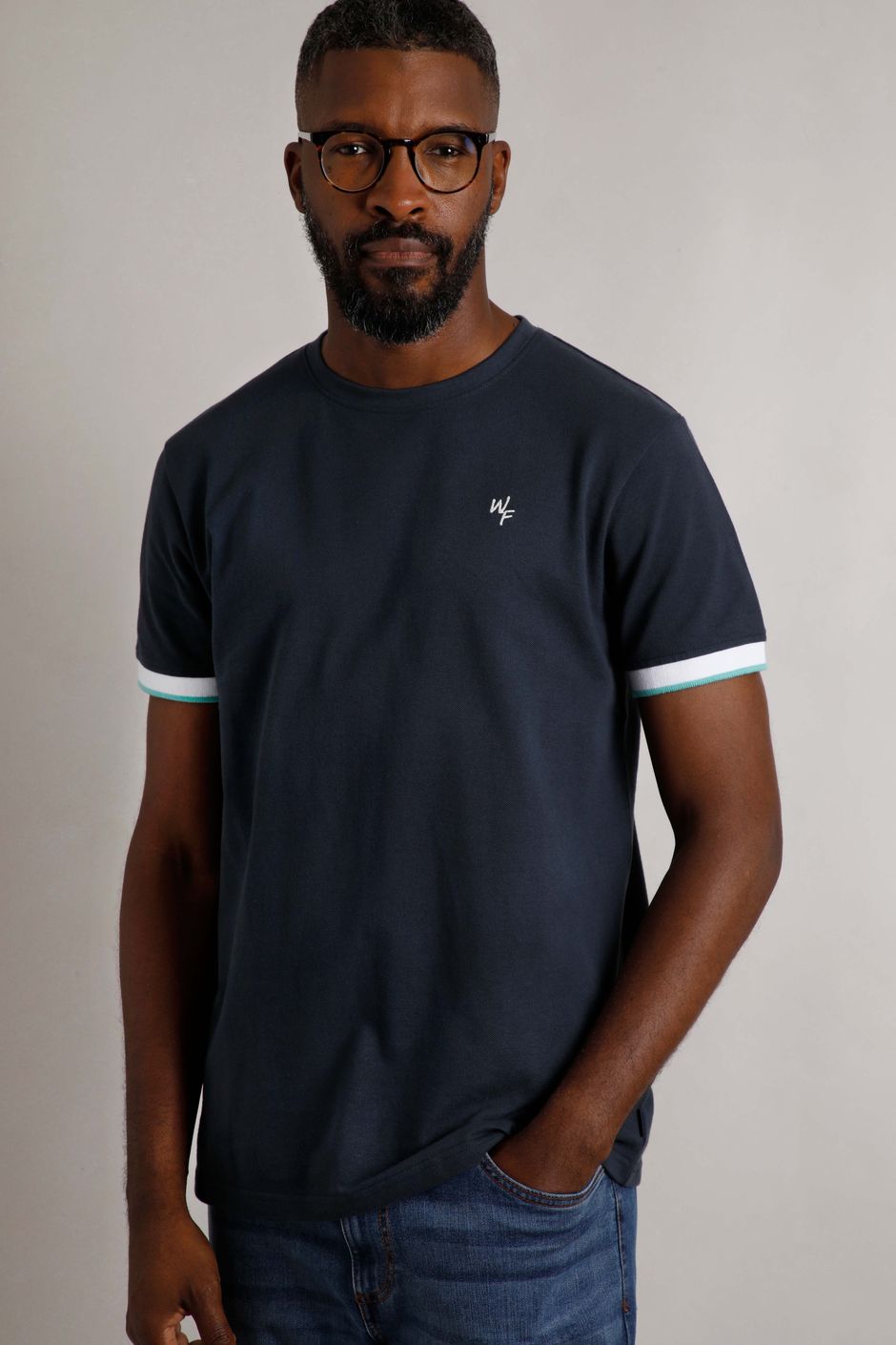 Danville Organic Cotton Pique T-Shirt Navy