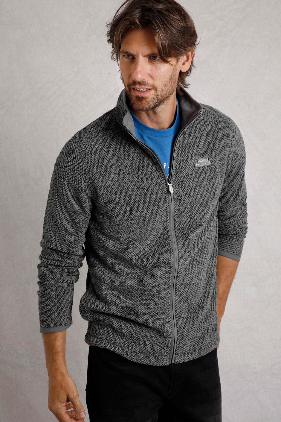 Merrill Eco Full Zip Textured Fleece Frost Grey