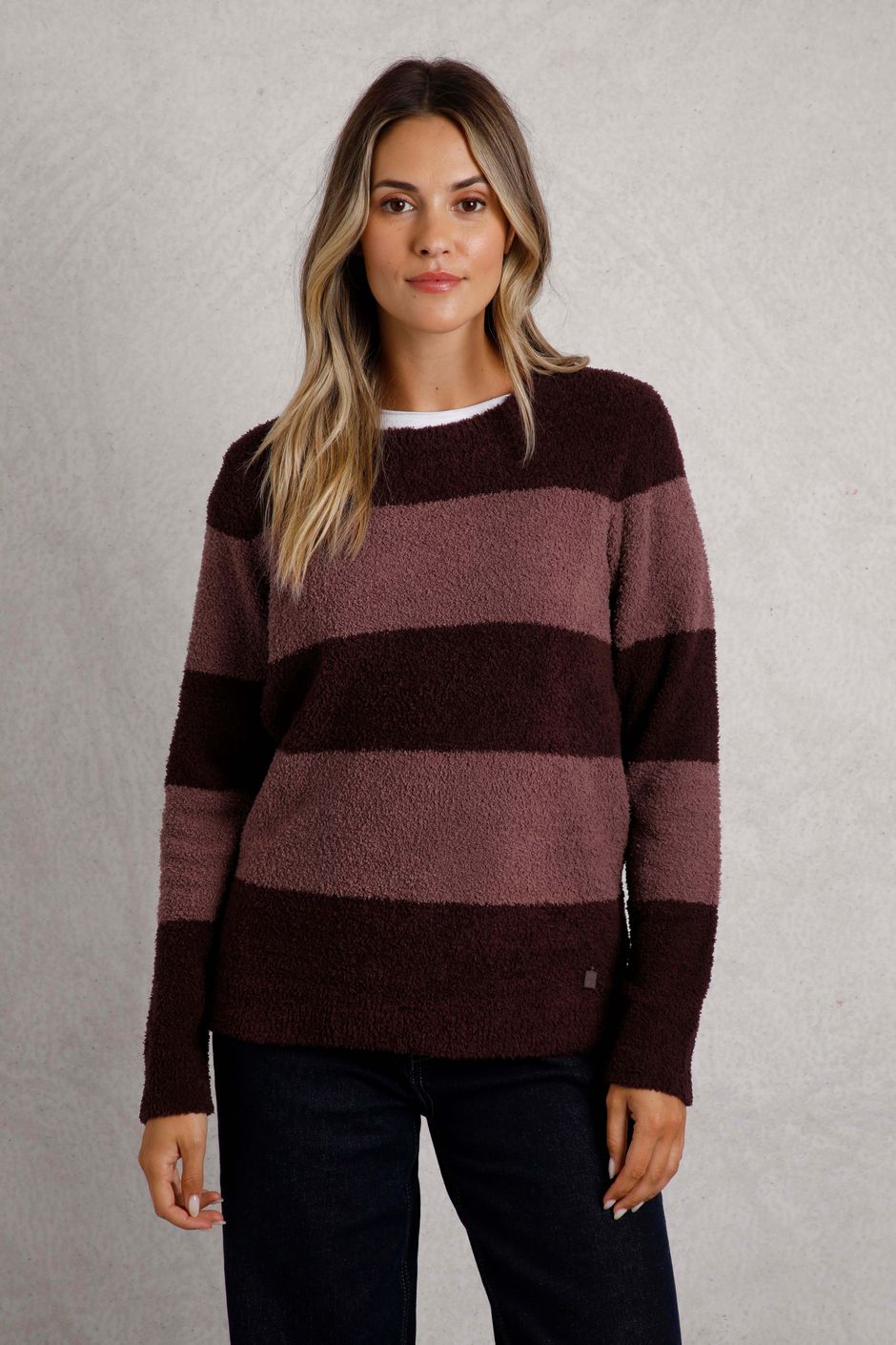 Wanda Cosy Knit Stripe Jumper Mulled Wine