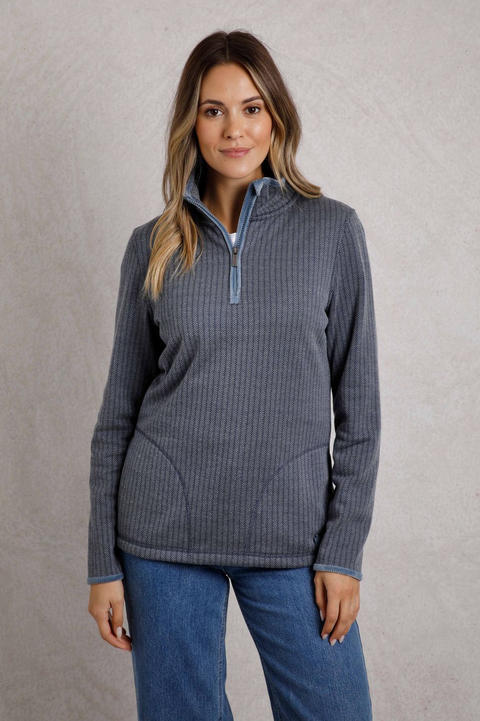 Lilie Eco 1/4 Zip Herringbone Fleece Navy