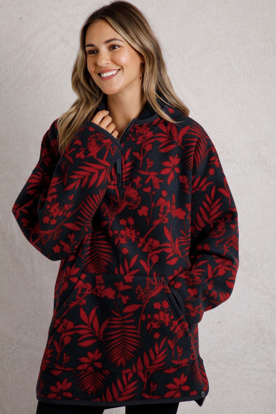 Ester Eco Printed Polar Popover Hoodie Navy