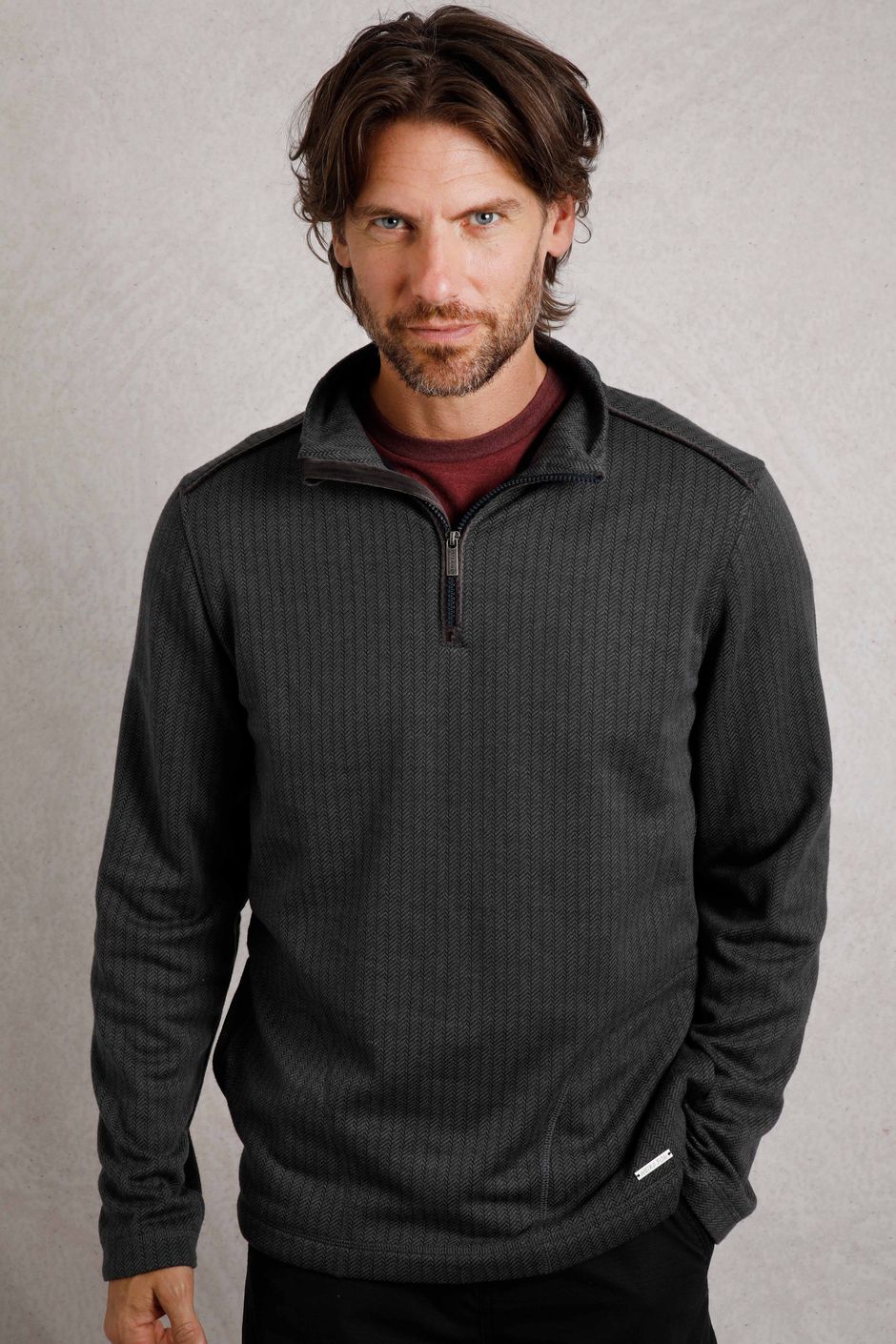 Sterling Eco 1/4 Zip Herringbone Fleece Charcoal