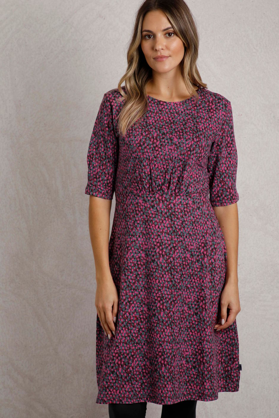 Cassandra Organic Cotton Jersey Swing Dress Dark Raspberry