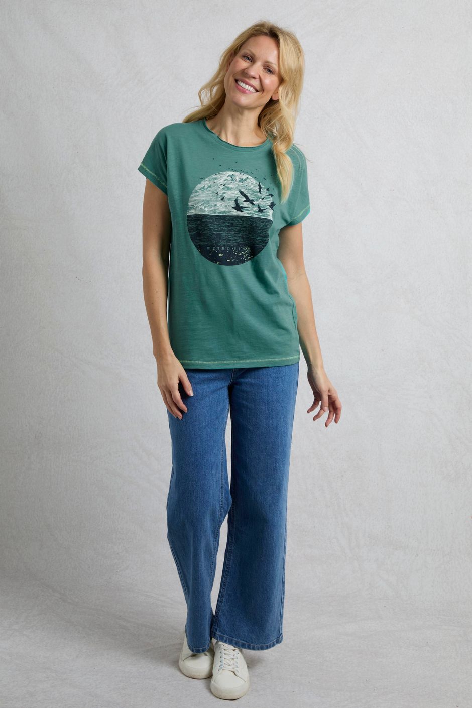 Volant Organic Cotton Front Print T-Shirt Viridis