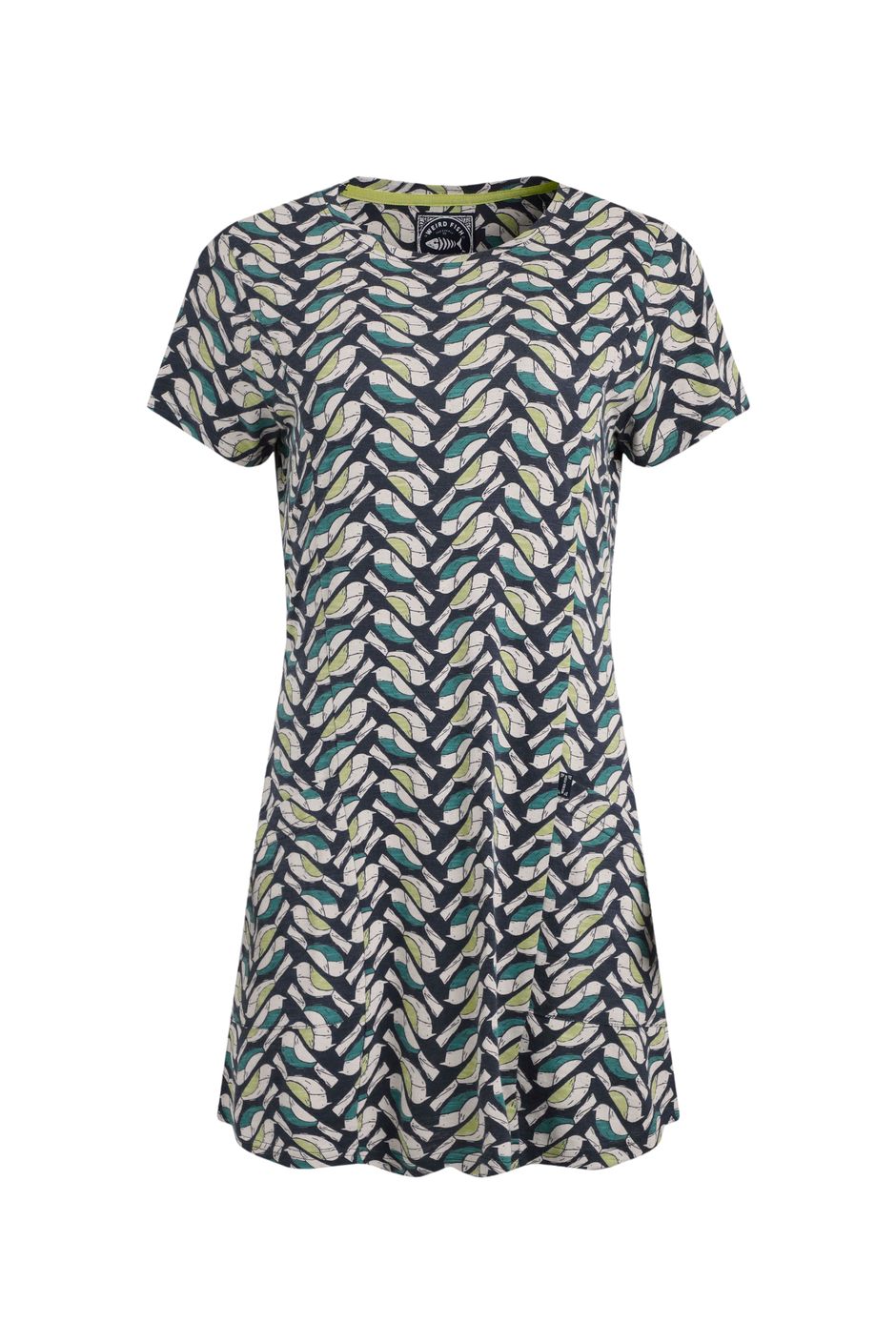 Green Liva Rayon Slub Tunic With Beads & Doris