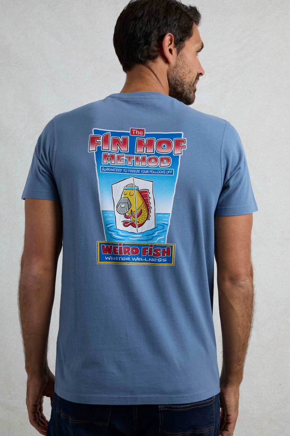 Fin Hof Back Print Artist T-Shirt Mid Blue