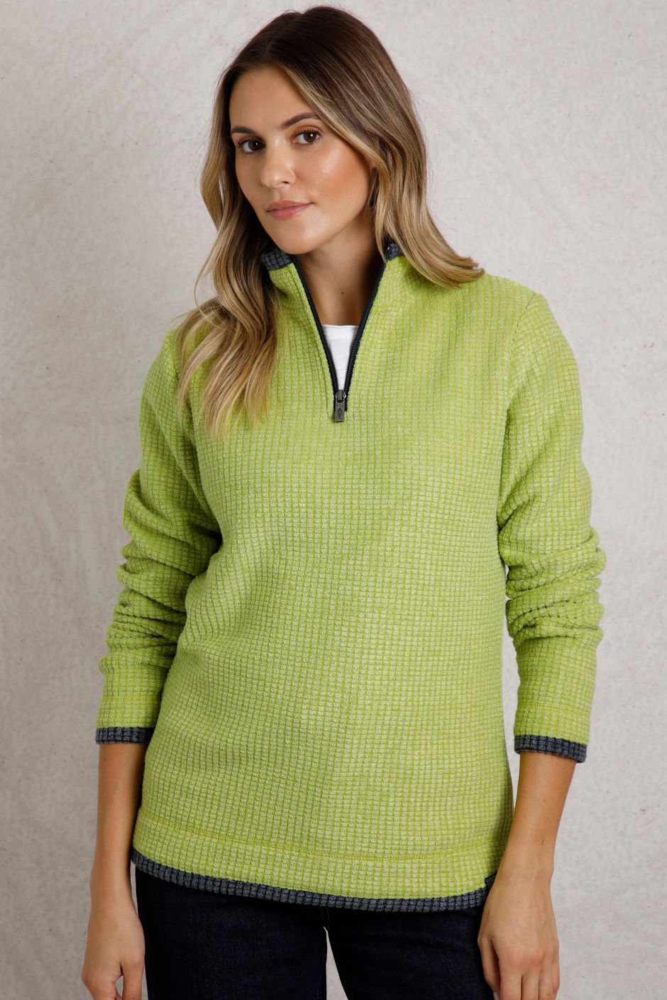 Beye Eco 1/4 Zip Grid Fleece Tarragon