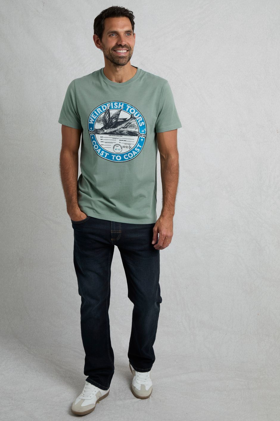 Coasting Eco Front Print Graphic T-Shirt Dusty Teal