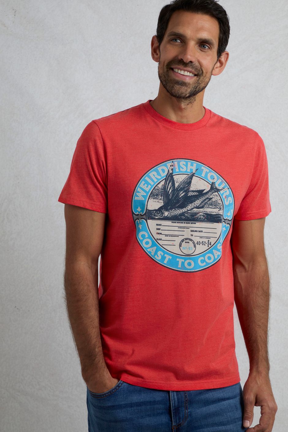 Coasting Eco Front Print Graphic T-Shirt Retro Red