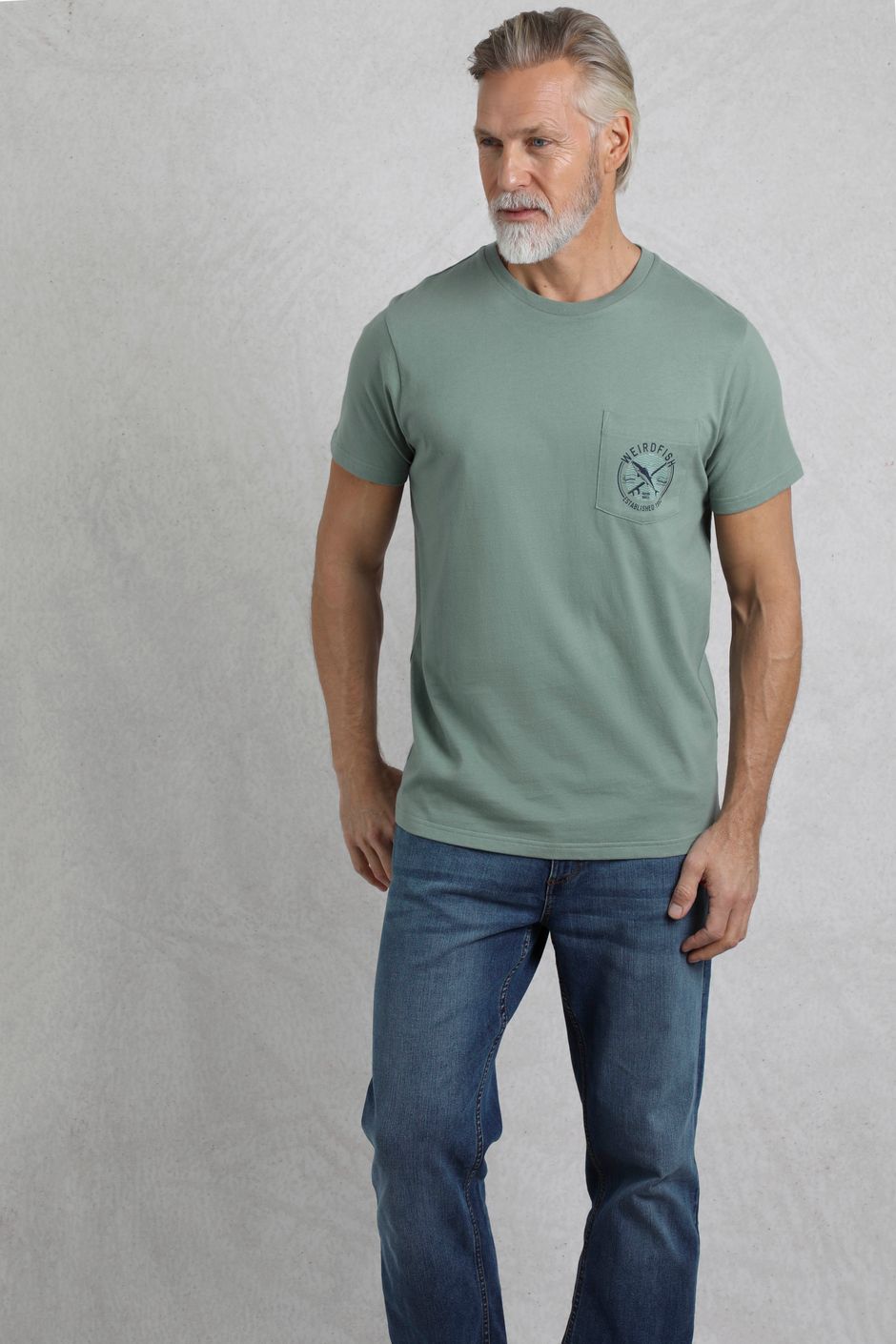 Tidal Organic Cotton Branded Pocket T-Shirt Dusty Teal