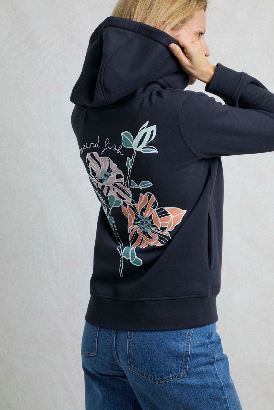 Topaz Eco Back Print Popover Hoodie Navy