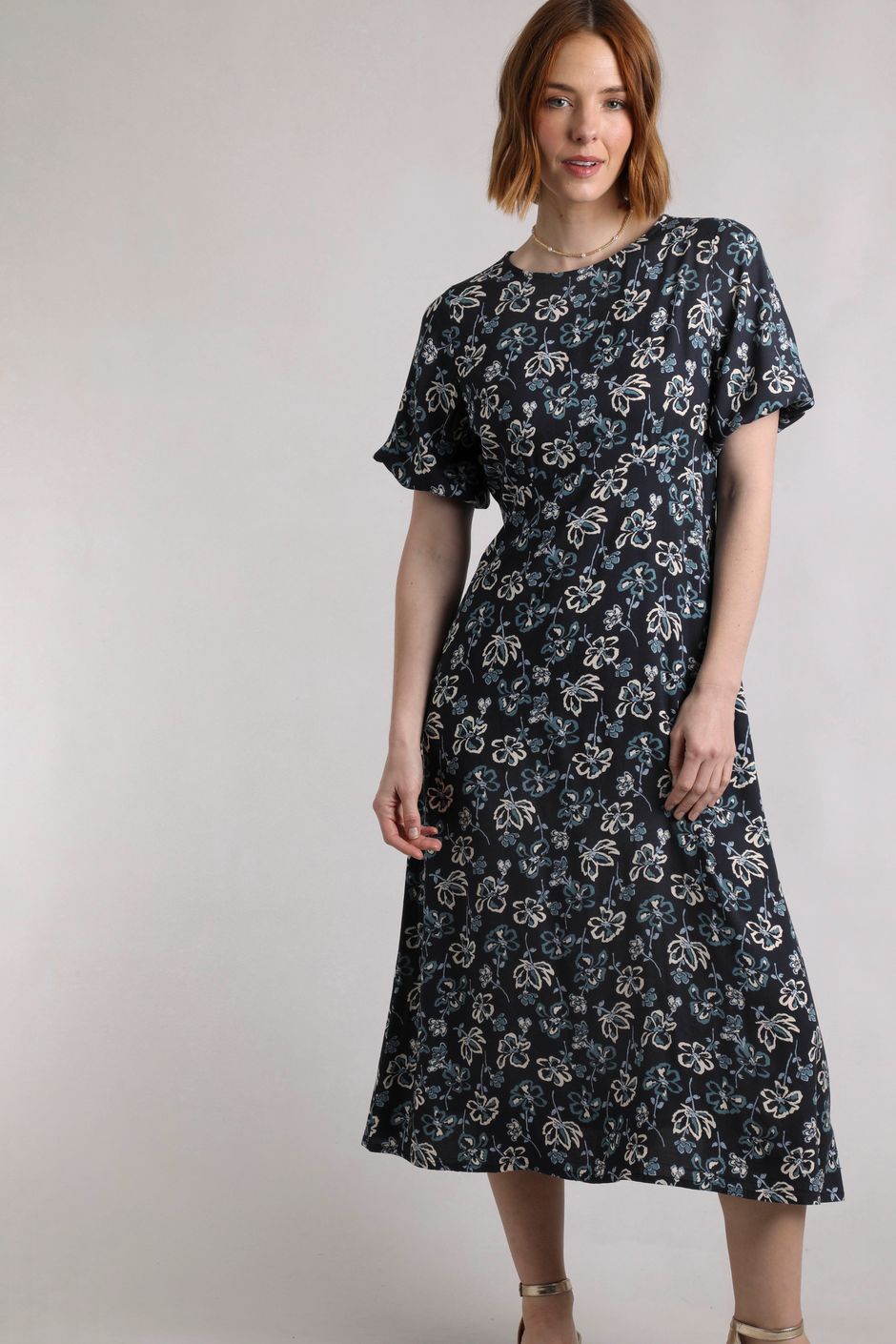 Everly LivaEco™ Printed Viscose Dress Black Iris