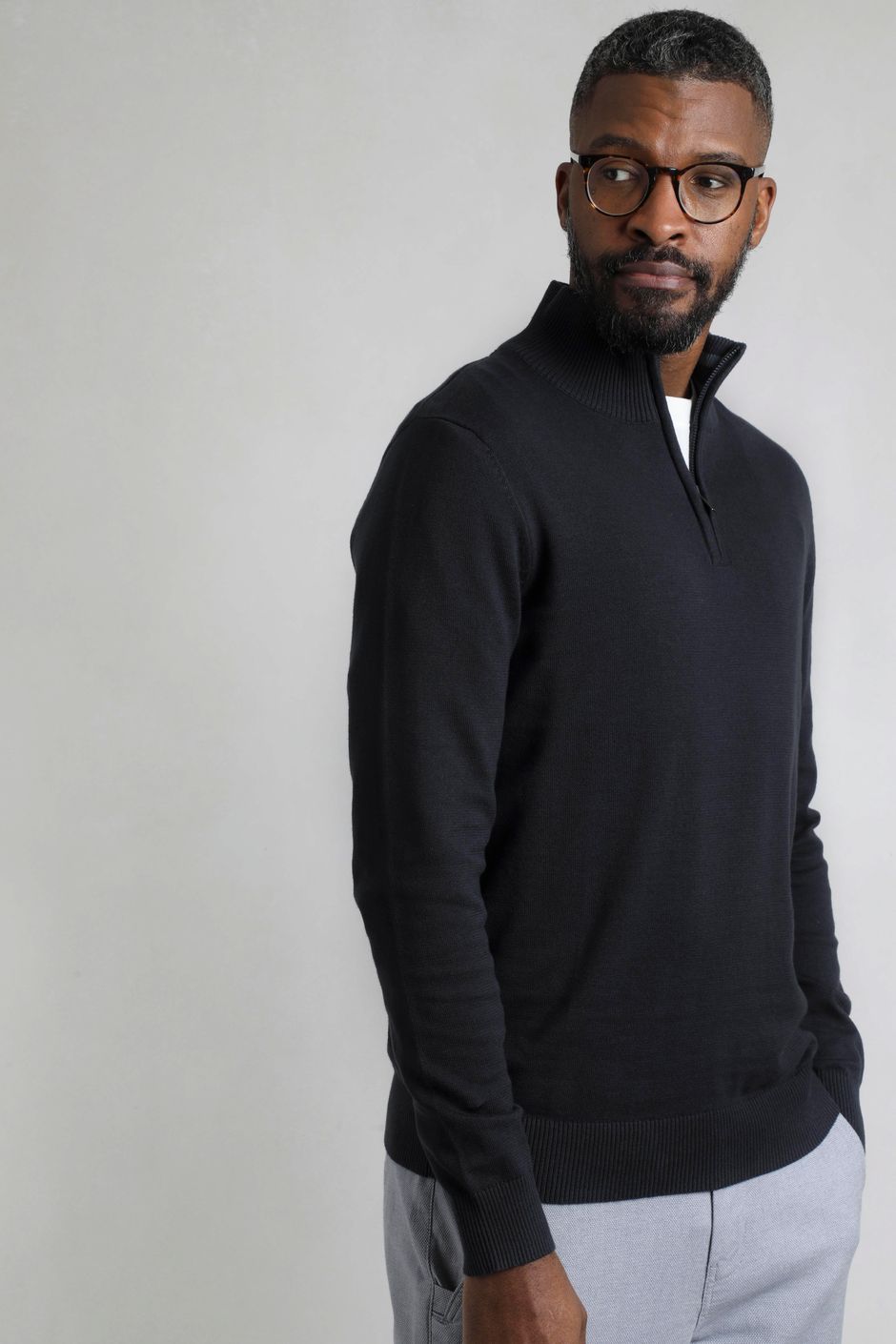 Baxter Fine Knit 1/4 Zip Jumper Navy