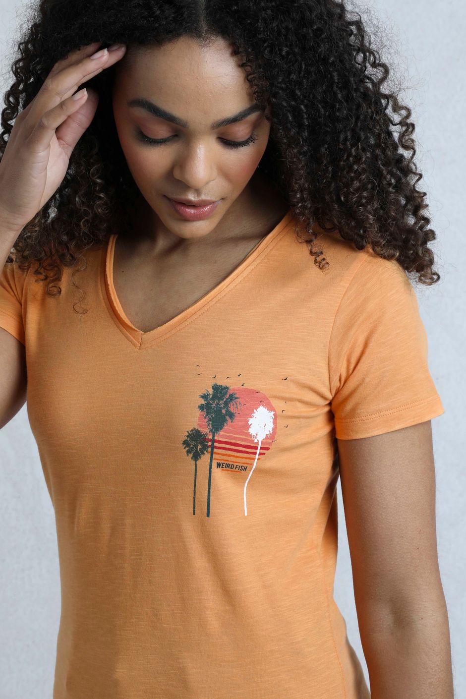 Sunset Palm Organic Cotton Graphic T-Shirt Mango