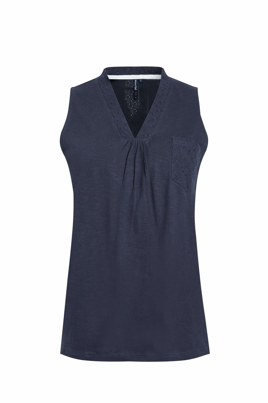 Ainey Broidery Pocket Vest Navy