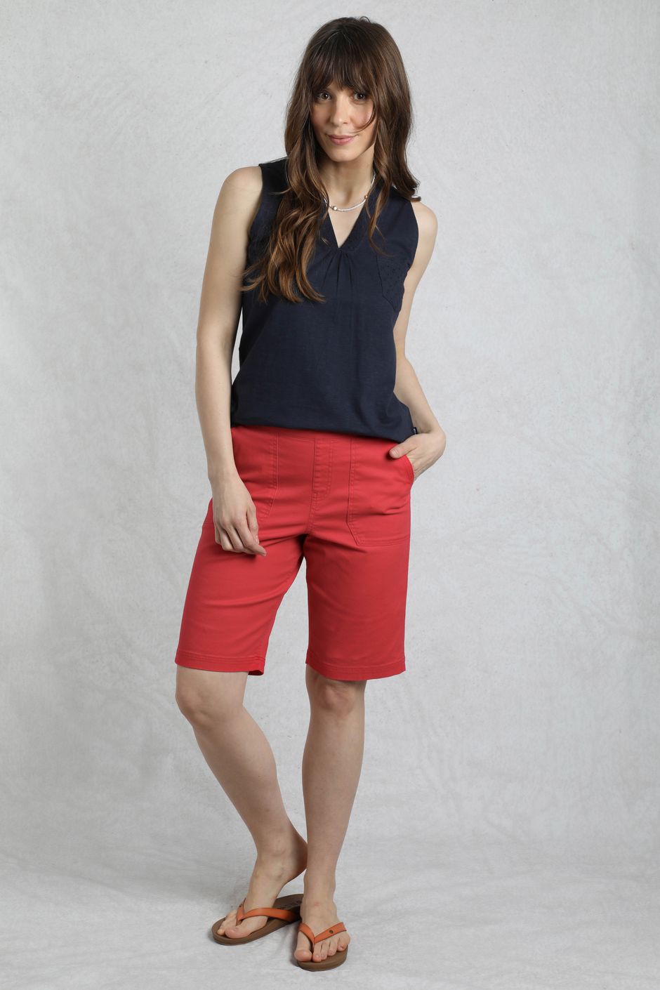 Kinnie Flat Front Shorts Crimson