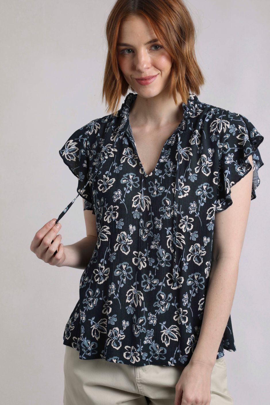 Lucetta Lenzing EcoVero™ Printed Viscose Blouse Black Iris