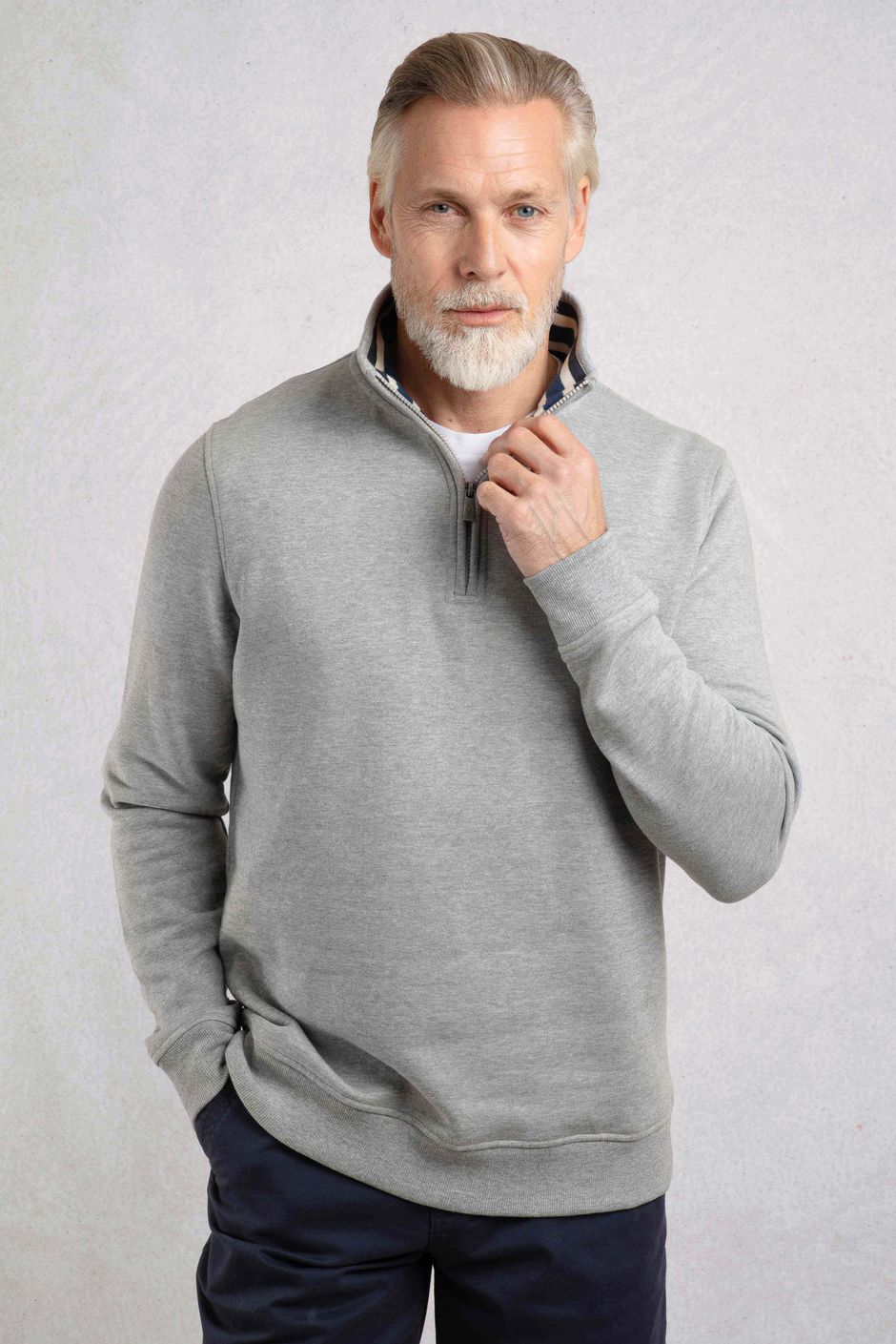 Archer Eco WF Branded 1/4 Zip Sweatshirt Grey Marl