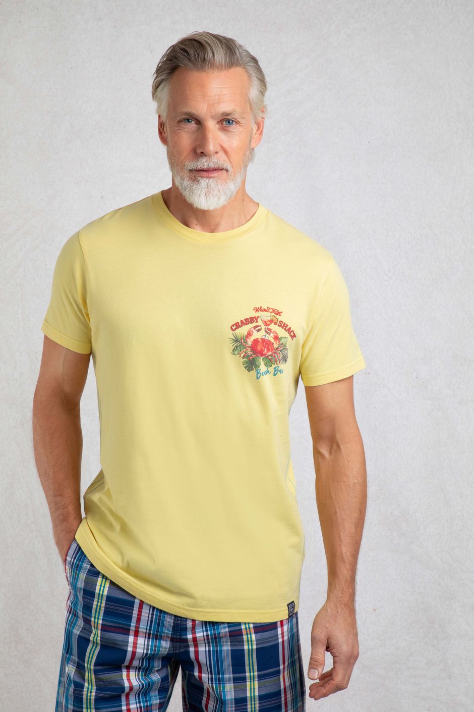 Crabby Shack Back Print Graphic T-Shirt Lemon