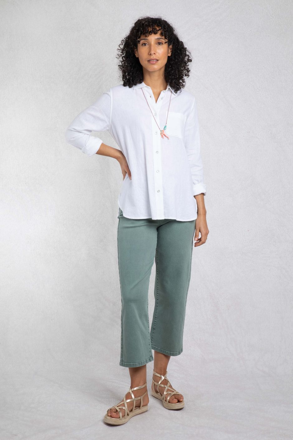 Layla Linen Rich Long Sleeve Shirt White