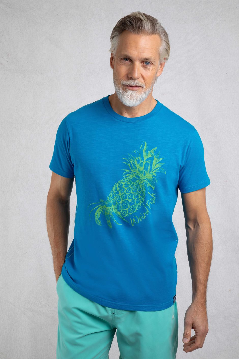 Pineapple Express Organic Cotton Front Print T-Shirt Lagoon Blue