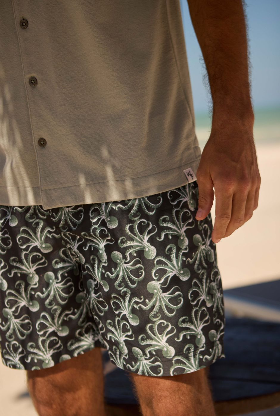 Orcha Printed Swim Shorts Washed Black