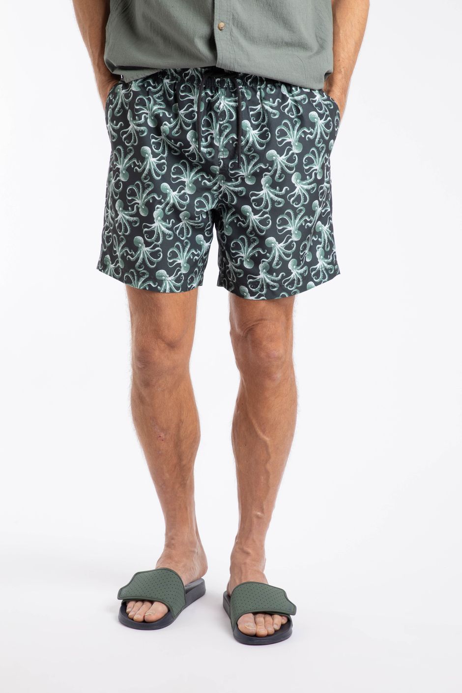 Orcha Printed Swim Shorts Washed Black