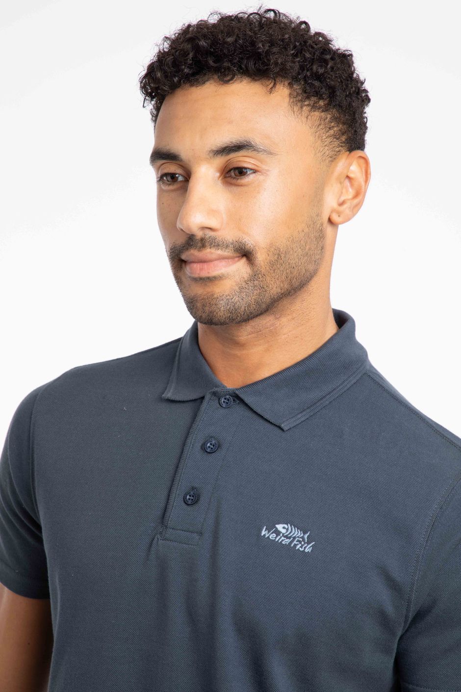 Miles Organic Cotton Pique Polo Navy