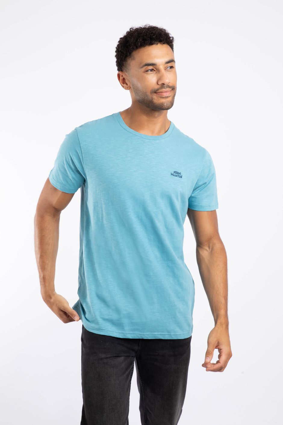 Fished Organic Cotton Branded T-Shirt Smoked Blue