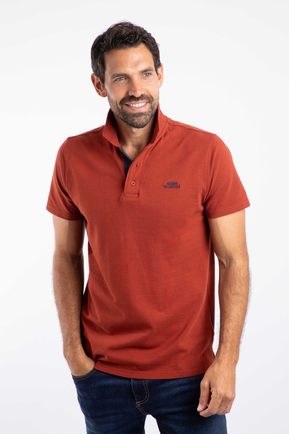 Miles Organic Cotton Pique Polo Burnt Henna