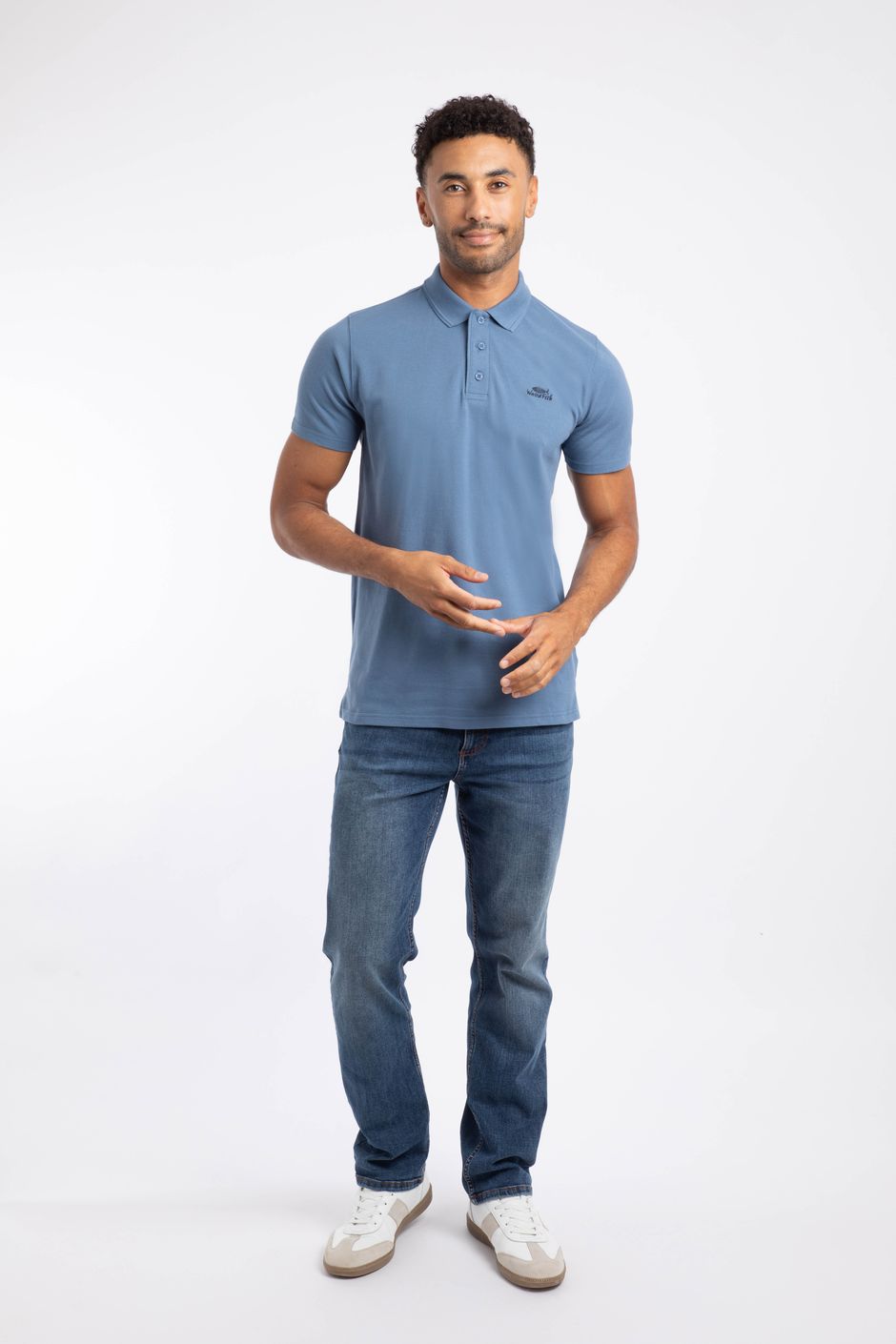 Miles Organic Cotton Pique Polo Mid Blue