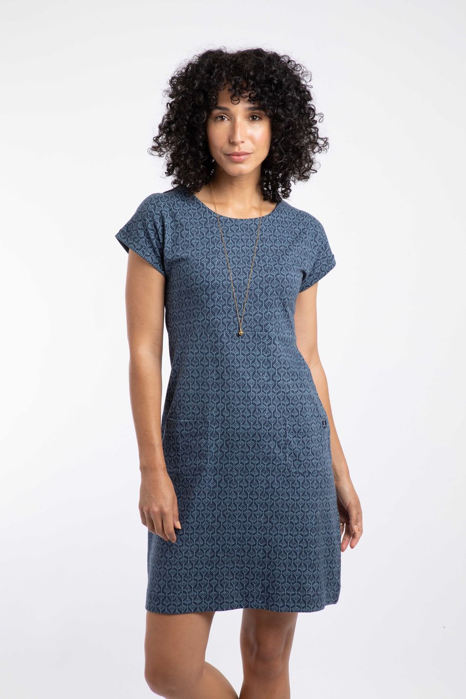 Tallahassee Organic Cotton Printed Jersey Dress Powder Blue