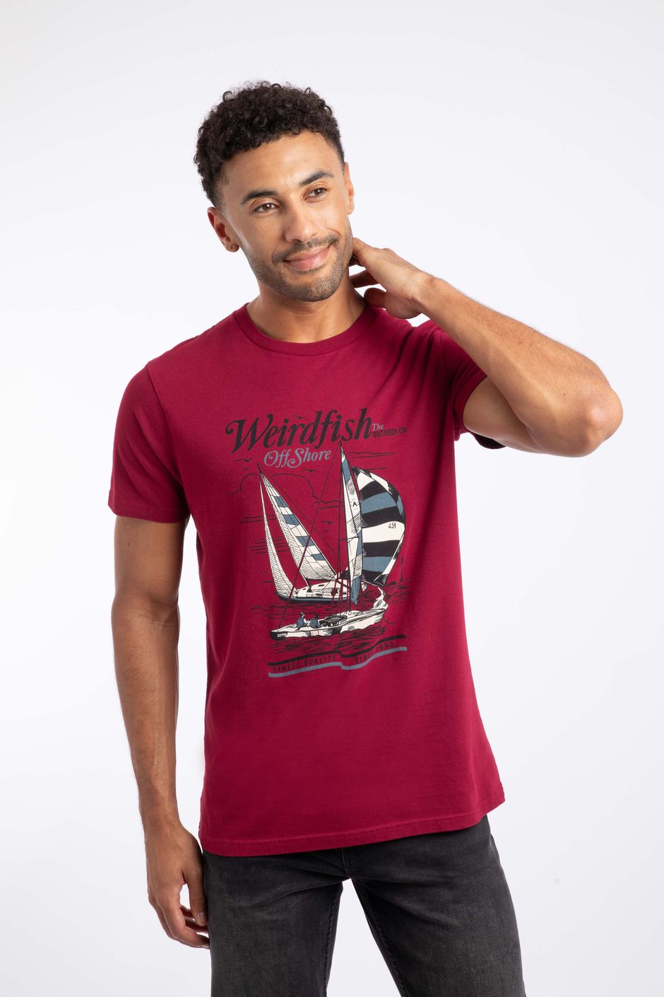 Off Shore Front Print Graphic T-Shirt Garnet