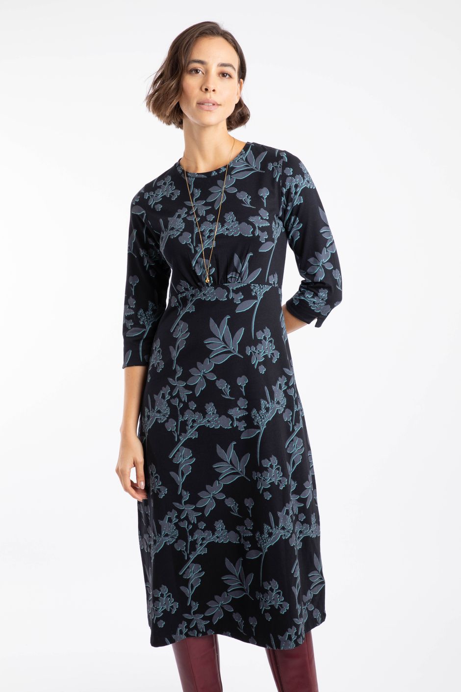 Felicity Organic Cotton Printed Jersey Midi Dress Spring Lake