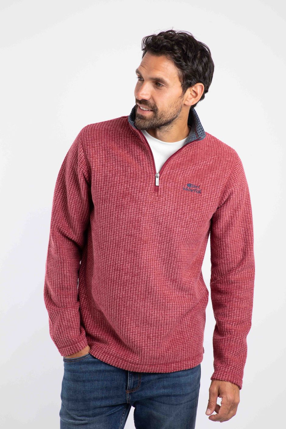 Newark Eco 1/4 Zip Grid Fleece Rhubarb