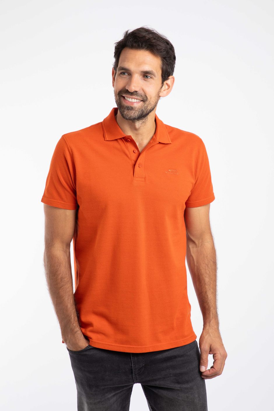 Giles Pique Polo Shirt Rust Leaves