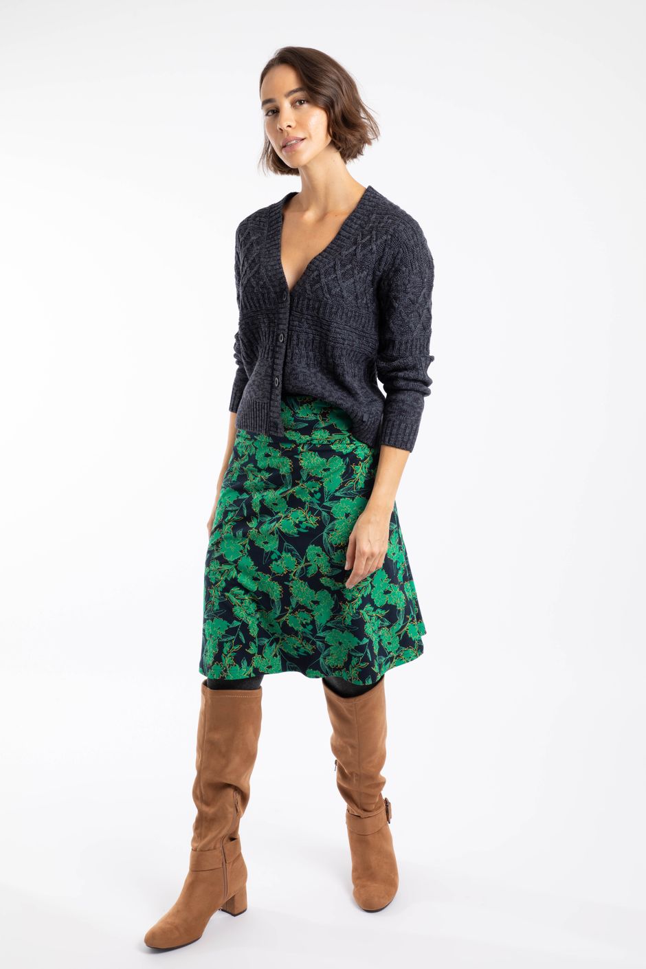 Malmo Printed Jersey Stretch Skirt Night Blue