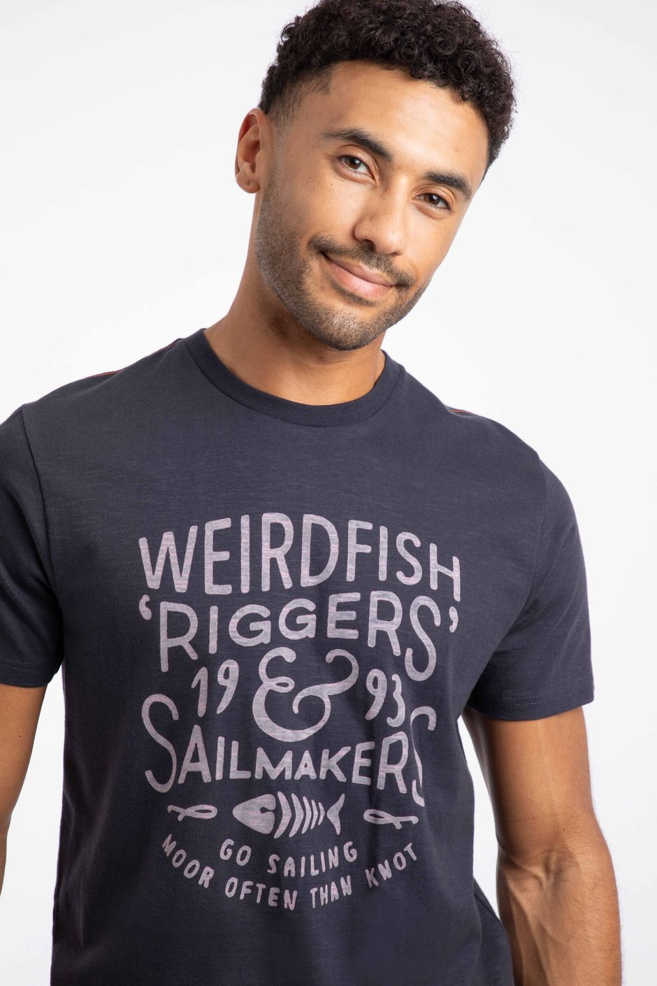 Riggers Organic Cotton Reverse Print Graphic T-Shirt Midnight