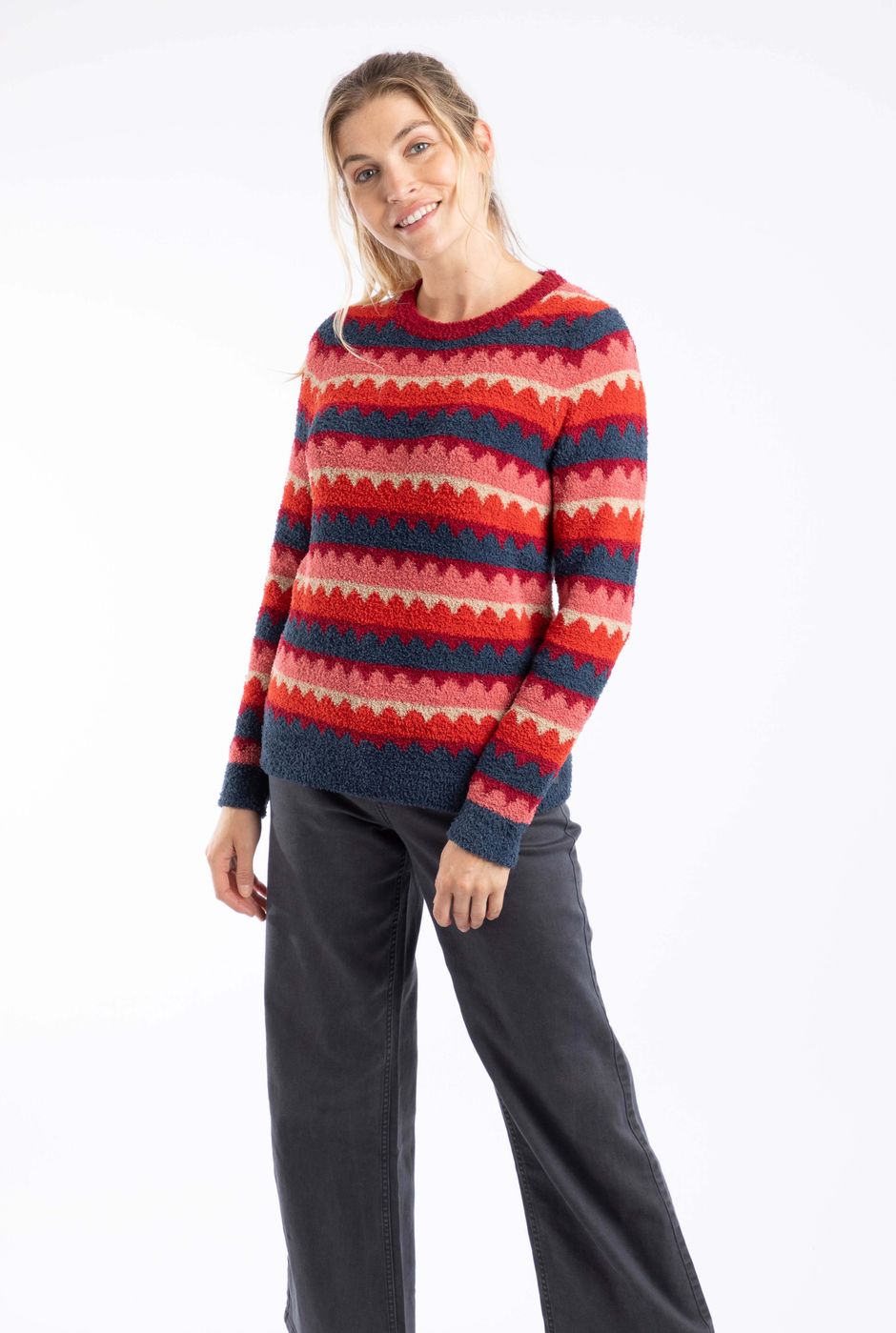 Tyla Cosy Knit Scalloped Jumper Antique Cherry