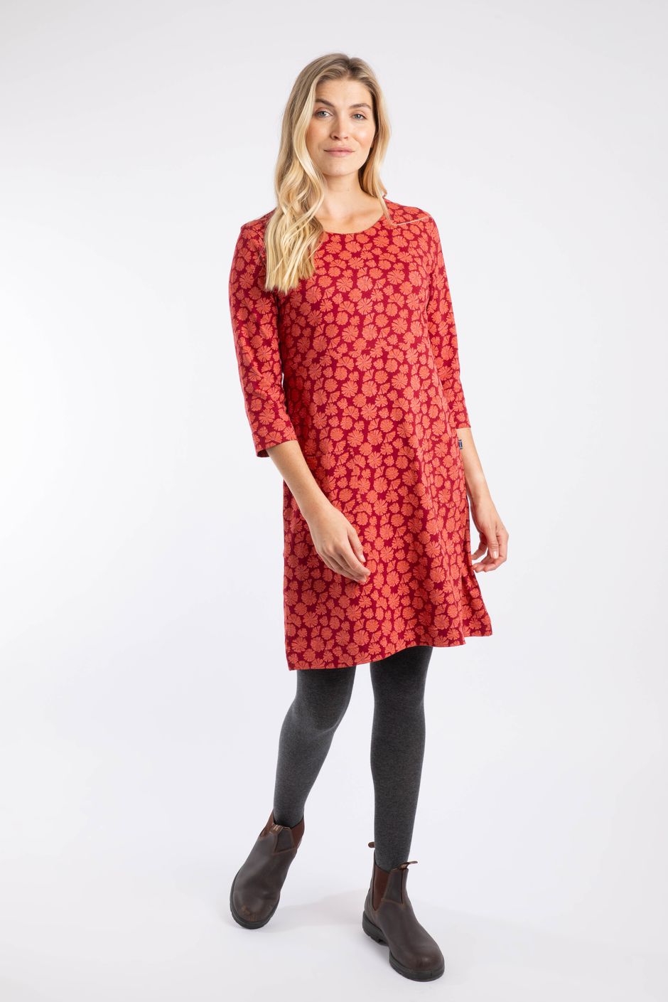 Starshine Organic Cotton Printed Jersey Dress Garnet